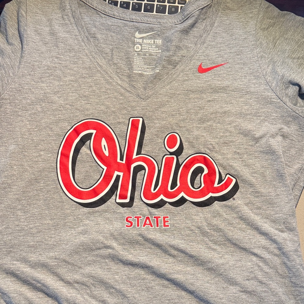 Nike Gray Ohio State V Neck T-Shirt